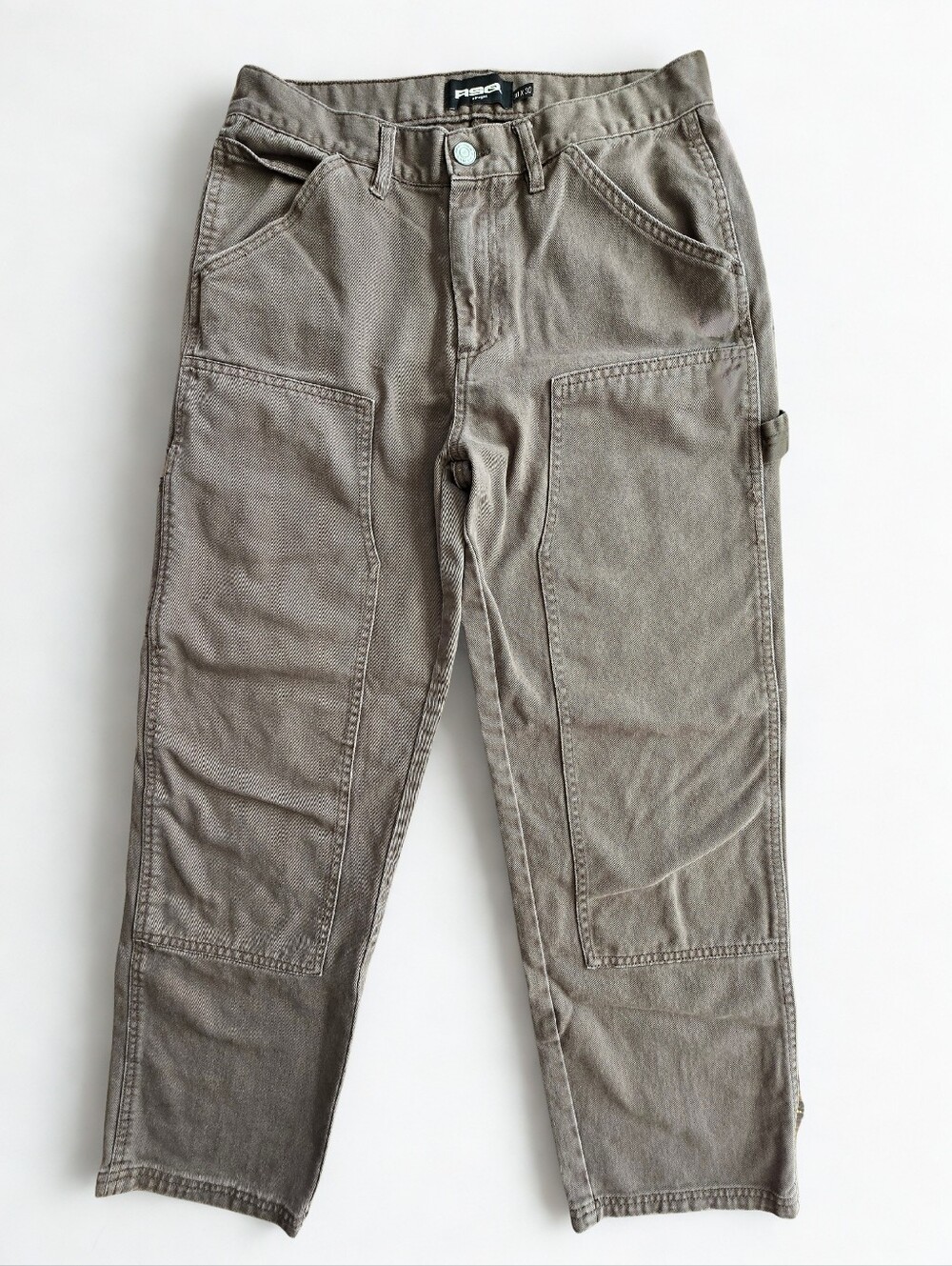 RSQ Men's 30x30 Brown Double Knee Carpenter Pants Utility Workwear